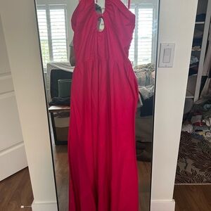 Reformation Bright Pink Halter Dress